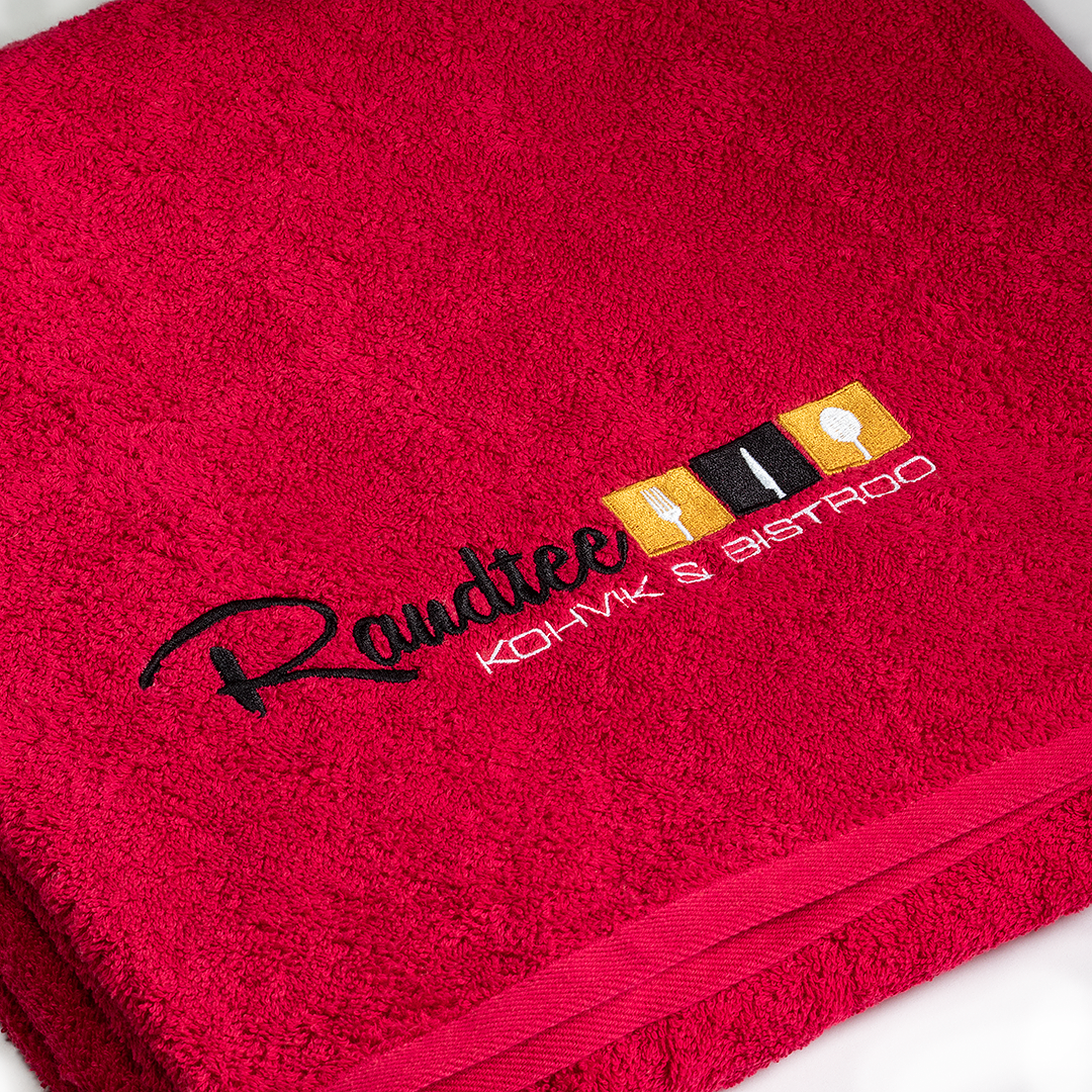 Raudtee Café & Bistro terry towel with embroidery.