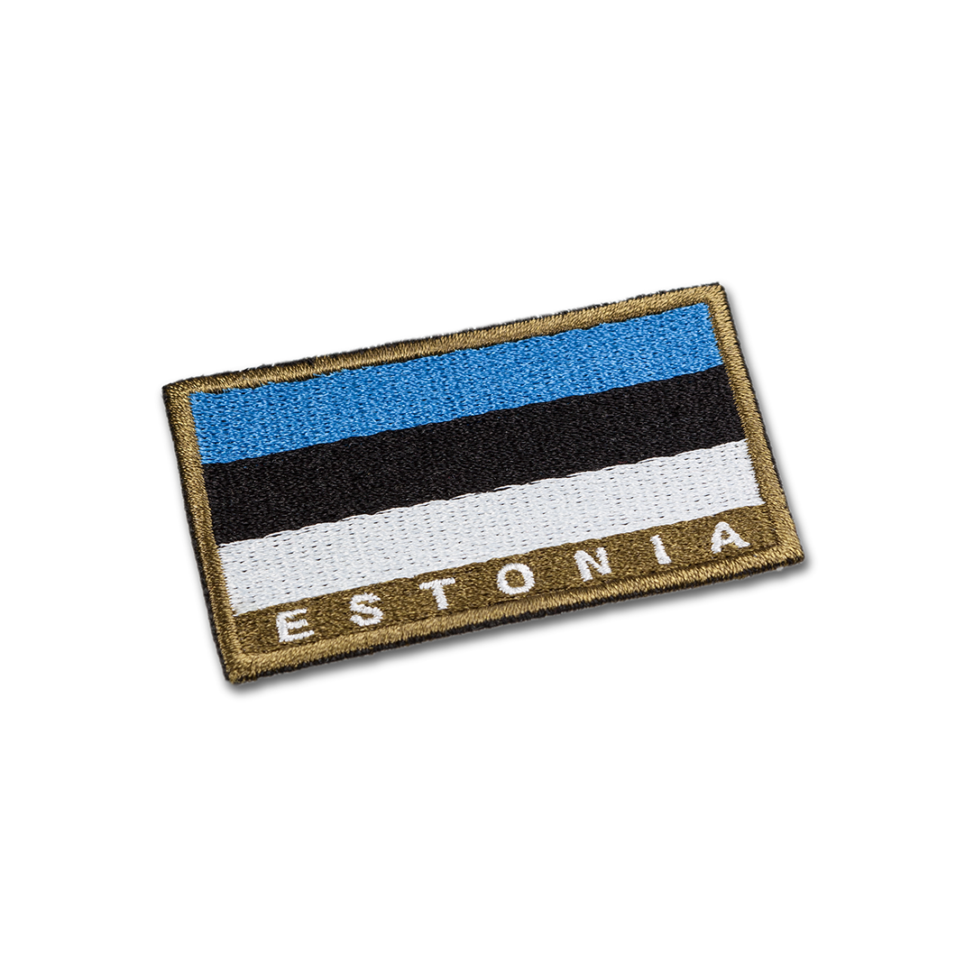 Embroidered Estonian flag emblem.